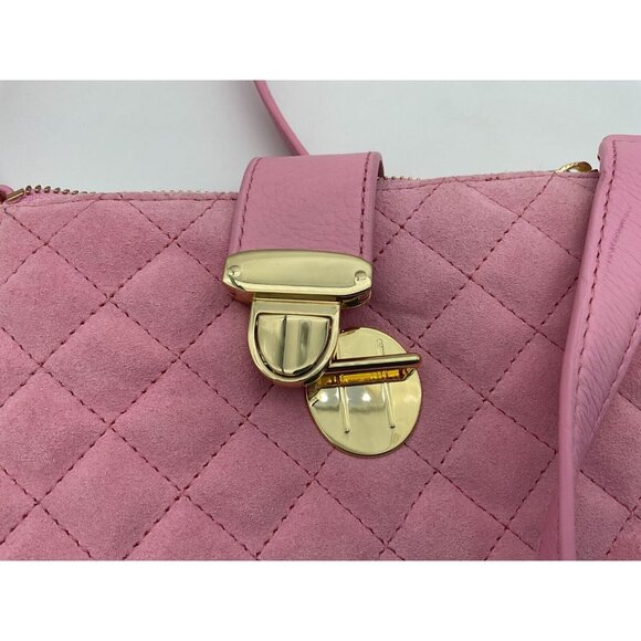 Talbots Pink Suede Quilted Crossbody Bag Gold Hardware 100% Leather - Picture 10 of 10